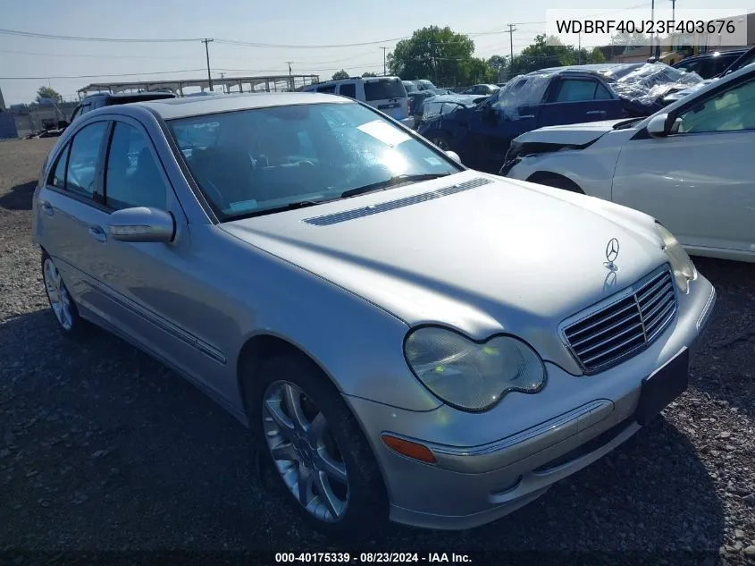 2003 Mercedes-Benz C 230 Kompressor Sport VIN: WDBRF40J23F403676 Lot: 40175339