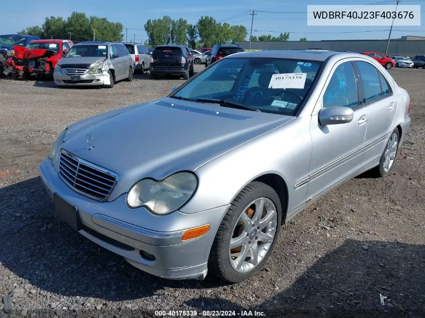 2003 Mercedes-Benz C 230 Kompressor Sport VIN: WDBRF40J23F403676 Lot: 40175339