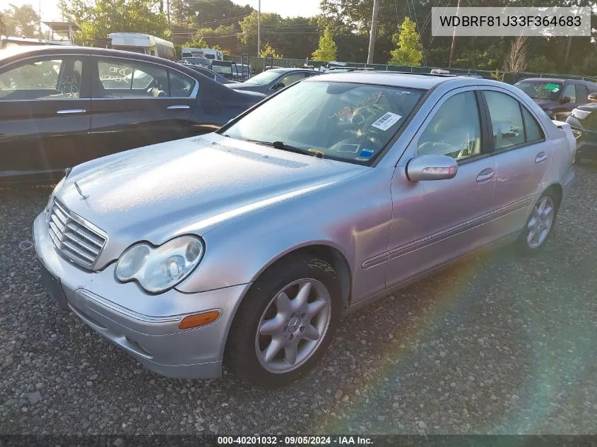 2003 Mercedes-Benz C 240 VIN: WDBRF81J33F364683 Lot: 40201032