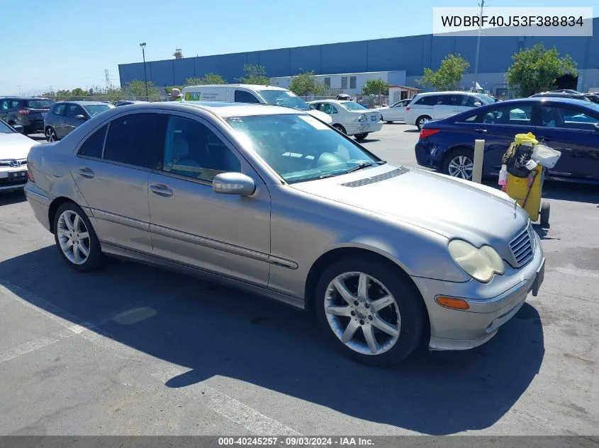 2003 Mercedes-Benz C 230 Kompressor Sport VIN: WDBRF40J53F388834 Lot: 40245257