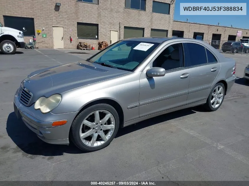 2003 Mercedes-Benz C 230 Kompressor Sport VIN: WDBRF40J53F388834 Lot: 40245257