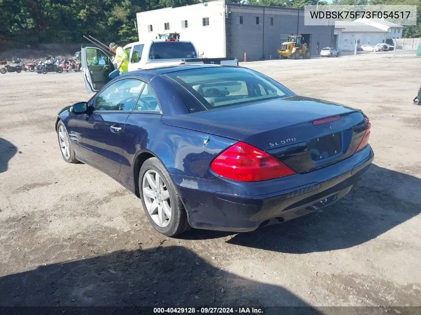 2003 Mercedes-Benz Sl 500 VIN: WDBSK75F73F054517 Lot: 40429128