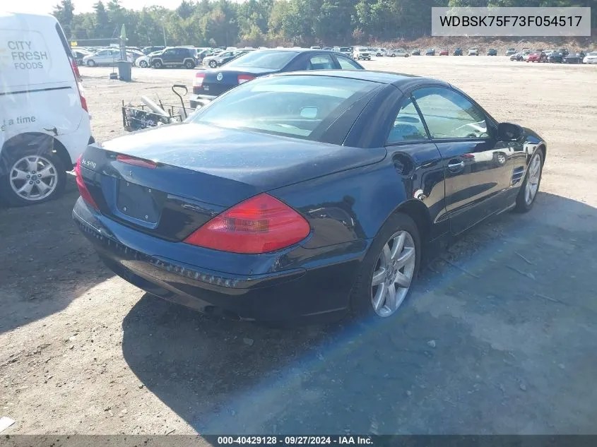 2003 Mercedes-Benz Sl 500 VIN: WDBSK75F73F054517 Lot: 40429128