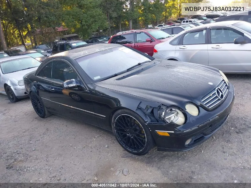 2003 Mercedes-Benz Cl 500 VIN: WDBPJ75J83A037221 Lot: 40511042