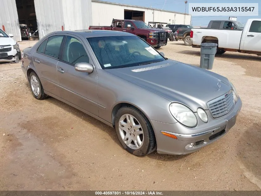 2003 Mercedes-Benz E 320 VIN: WDBUF65J63A315547 Lot: 40597801