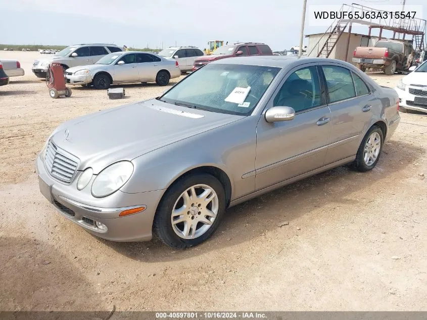 2003 Mercedes-Benz E 320 VIN: WDBUF65J63A315547 Lot: 40597801