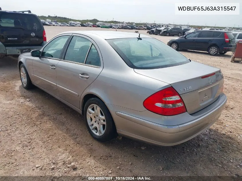 2003 Mercedes-Benz E 320 VIN: WDBUF65J63A315547 Lot: 40597801