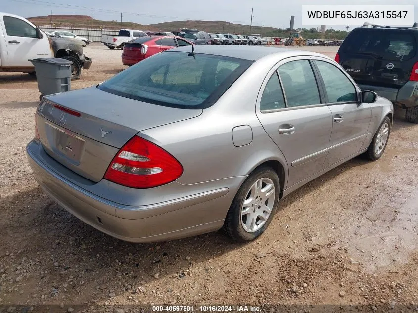 2003 Mercedes-Benz E 320 VIN: WDBUF65J63A315547 Lot: 40597801