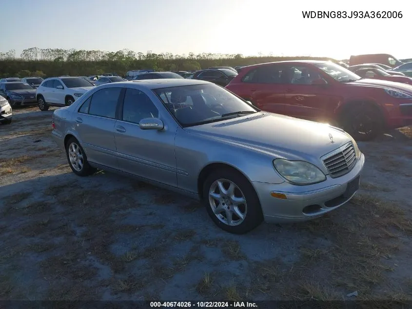 2003 Mercedes-Benz S 430 VIN: WDBNG83J93A362006 Lot: 40674026