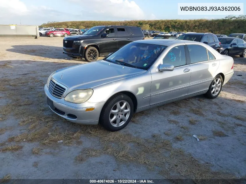 2003 Mercedes-Benz S 430 VIN: WDBNG83J93A362006 Lot: 40674026