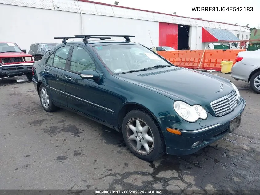 2004 Mercedes-Benz C 240 4Matic VIN: WDBRF81J64F542183 Lot: 40070117