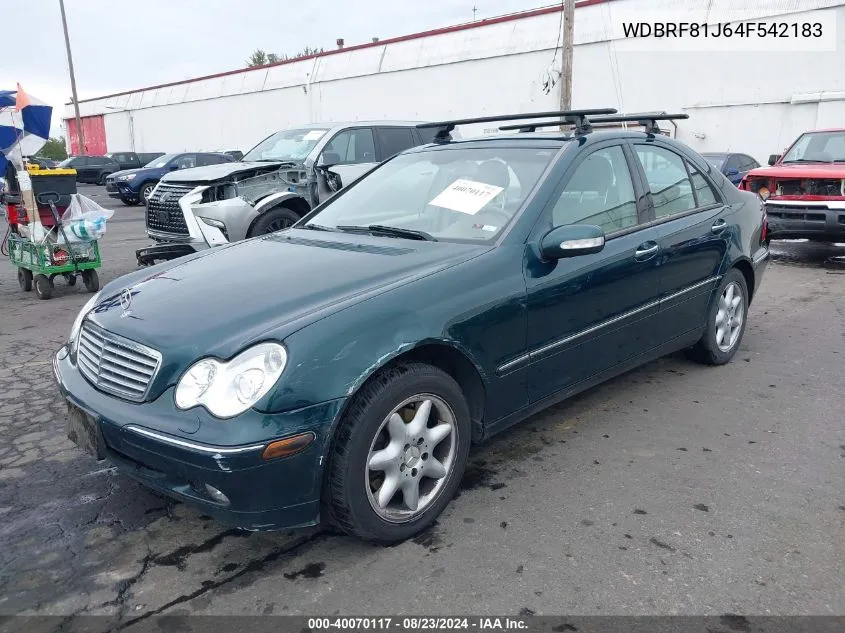 2004 Mercedes-Benz C 240 4Matic VIN: WDBRF81J64F542183 Lot: 40070117