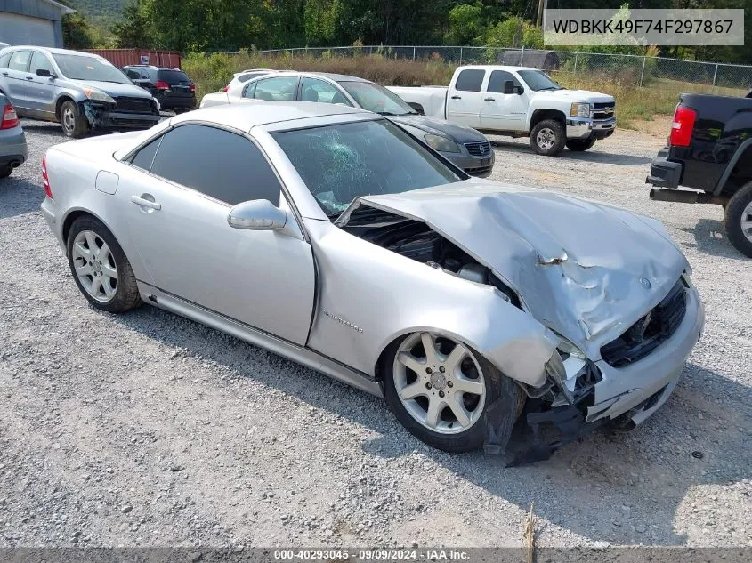 2004 Mercedes-Benz Slk 230 Kompressor VIN: WDBKK49F74F297867 Lot: 40293045