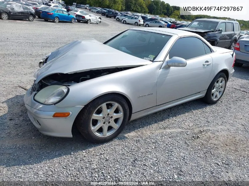 2004 Mercedes-Benz Slk 230 Kompressor VIN: WDBKK49F74F297867 Lot: 40293045