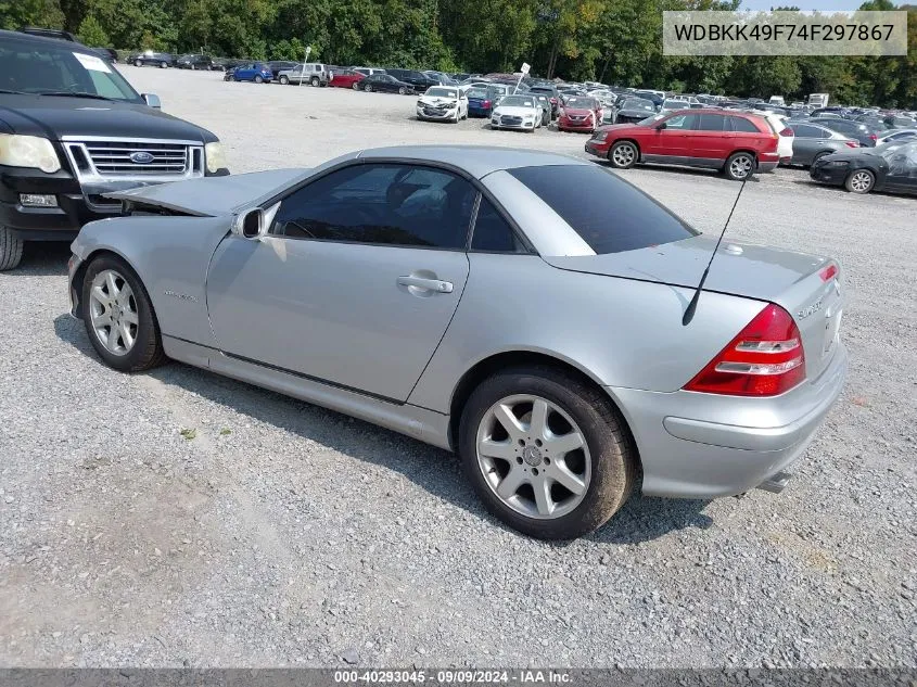 2004 Mercedes-Benz Slk 230 Kompressor VIN: WDBKK49F74F297867 Lot: 40293045