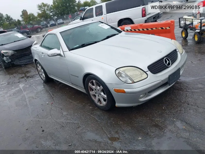 2004 Mercedes-Benz Slk 230 Kompressor VIN: WDBKK49F94F299085 Lot: 40421714