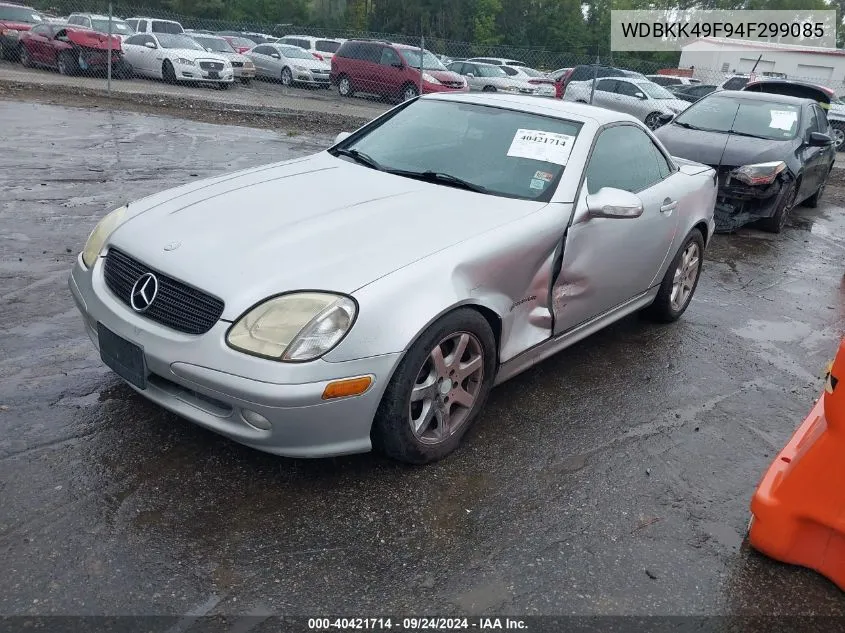 2004 Mercedes-Benz Slk 230 Kompressor VIN: WDBKK49F94F299085 Lot: 40421714