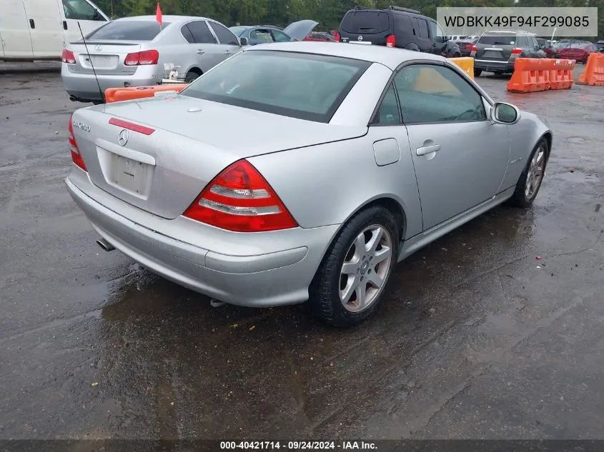 2004 Mercedes-Benz Slk 230 Kompressor VIN: WDBKK49F94F299085 Lot: 40421714