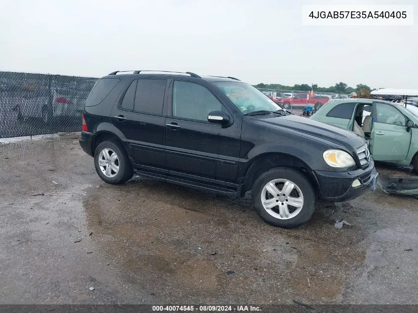 2005 Mercedes-Benz Ml 350 4Matic VIN: 4JGAB57E35A540405 Lot: 40074545