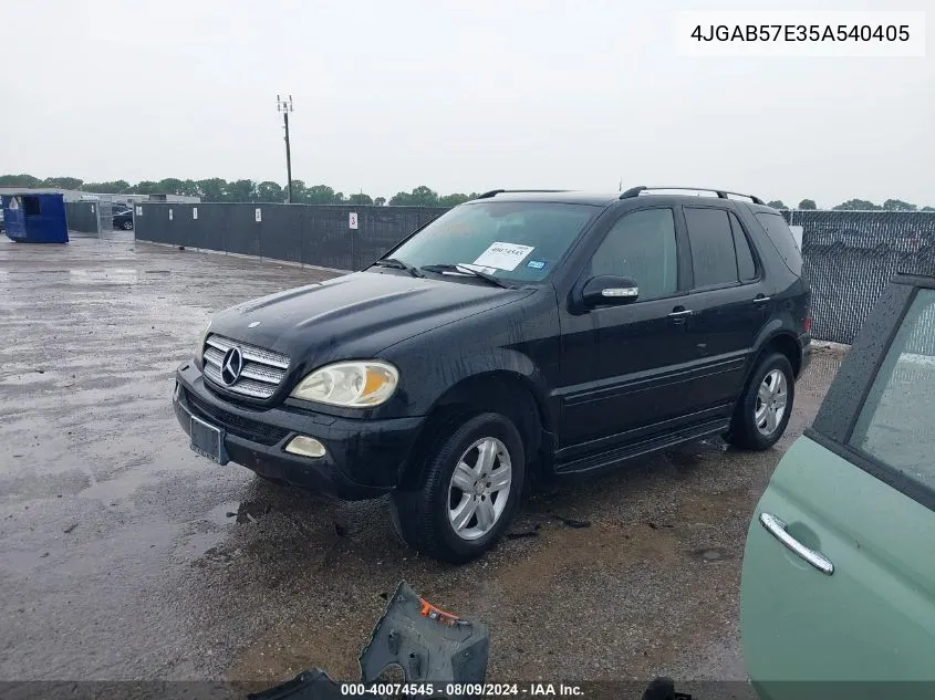 2005 Mercedes-Benz Ml 350 4Matic VIN: 4JGAB57E35A540405 Lot: 40074545