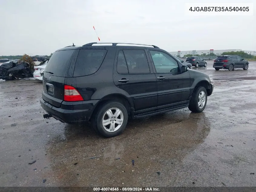 2005 Mercedes-Benz Ml 350 4Matic VIN: 4JGAB57E35A540405 Lot: 40074545