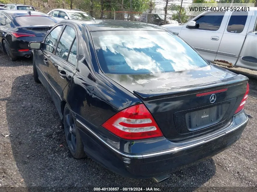 2005 Mercedes-Benz C 230 Kompressor Sport VIN: WDBRF40J65F592481 Lot: 40130857