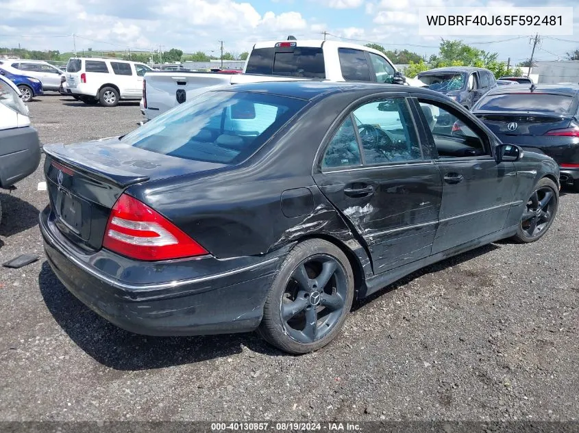 2005 Mercedes-Benz C 230 Kompressor Sport VIN: WDBRF40J65F592481 Lot: 40130857