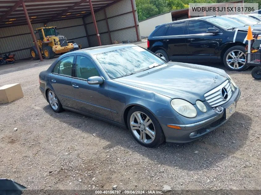 2005 Mercedes-Benz E 500 4Matic VIN: WDBUF83J15X181786 Lot: 40156797