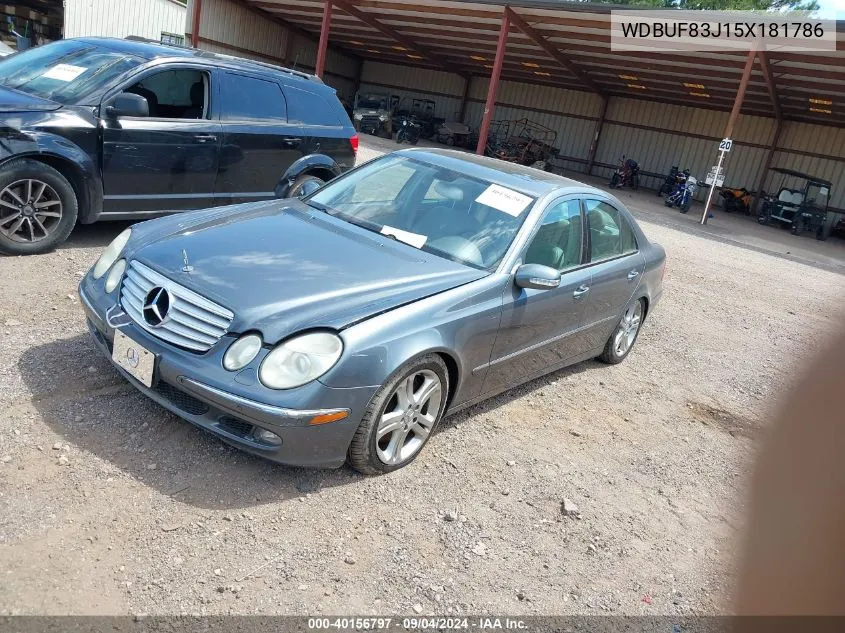 2005 Mercedes-Benz E 500 4Matic VIN: WDBUF83J15X181786 Lot: 40156797