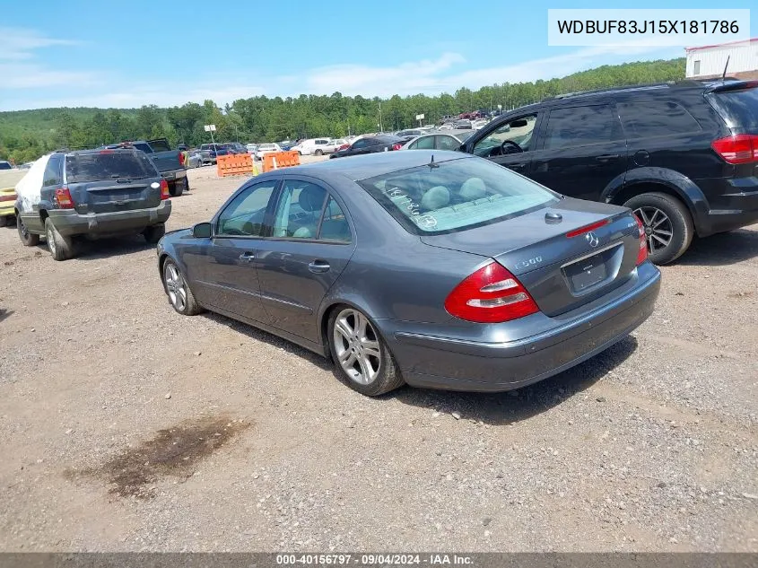 2005 Mercedes-Benz E 500 4Matic VIN: WDBUF83J15X181786 Lot: 40156797