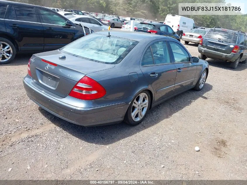 2005 Mercedes-Benz E 500 4Matic VIN: WDBUF83J15X181786 Lot: 40156797