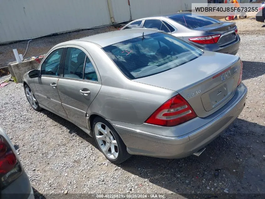 2005 Mercedes-Benz C 230 Kompressor Sport VIN: WDBRF40J85F673255 Lot: 40225821