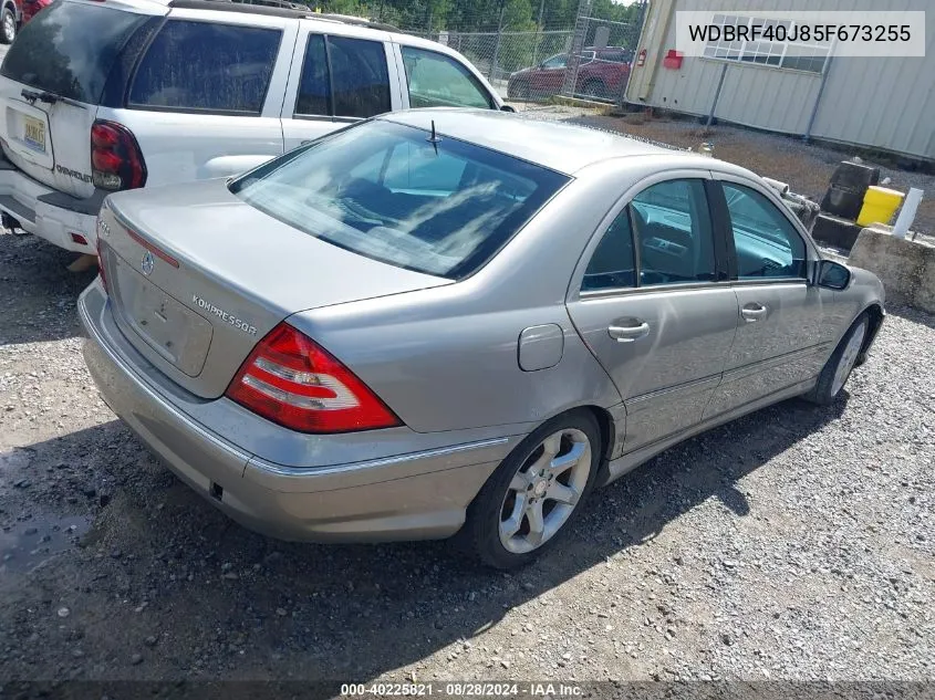 2005 Mercedes-Benz C 230 Kompressor Sport VIN: WDBRF40J85F673255 Lot: 40225821