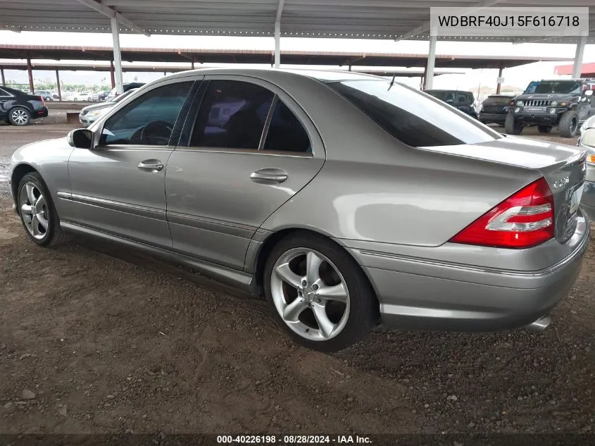 2005 Mercedes-Benz C 230 Kompressor Sport VIN: WDBRF40J15F616718 Lot: 40226198