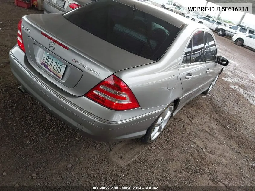 2005 Mercedes-Benz C 230 Kompressor Sport VIN: WDBRF40J15F616718 Lot: 40226198