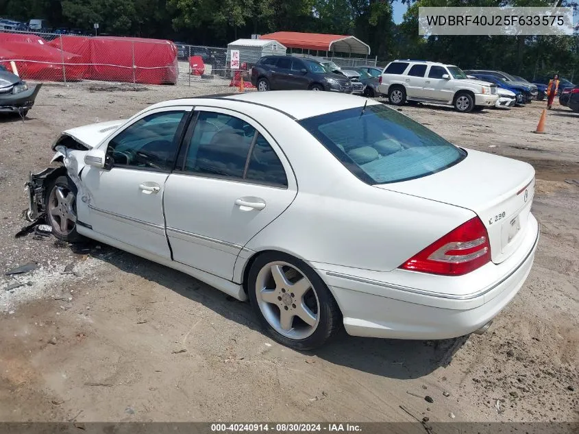 2005 Mercedes-Benz C 230 Kompressor Sport VIN: WDBRF40J25F633575 Lot: 40240914