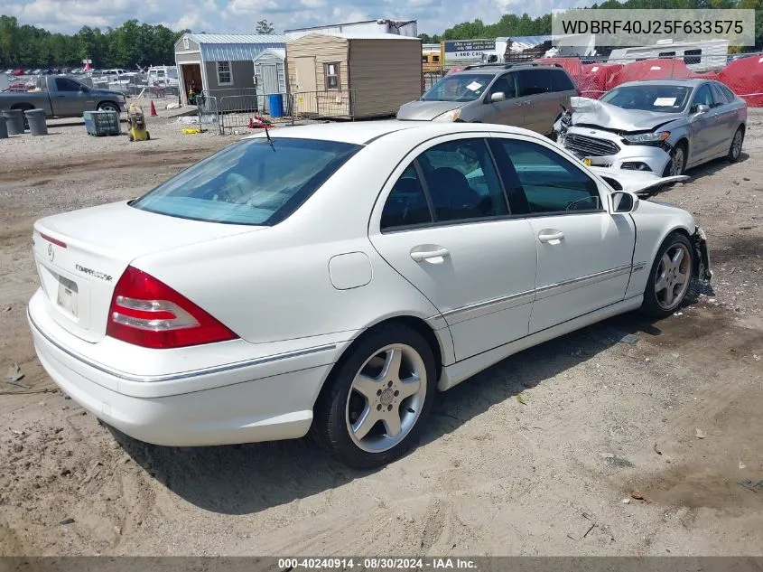 2005 Mercedes-Benz C 230 Kompressor Sport VIN: WDBRF40J25F633575 Lot: 40240914