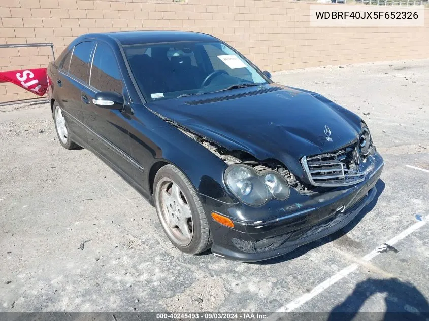 2005 Mercedes-Benz C 230 Kompressor Sport VIN: WDBRF40JX5F652326 Lot: 40245493