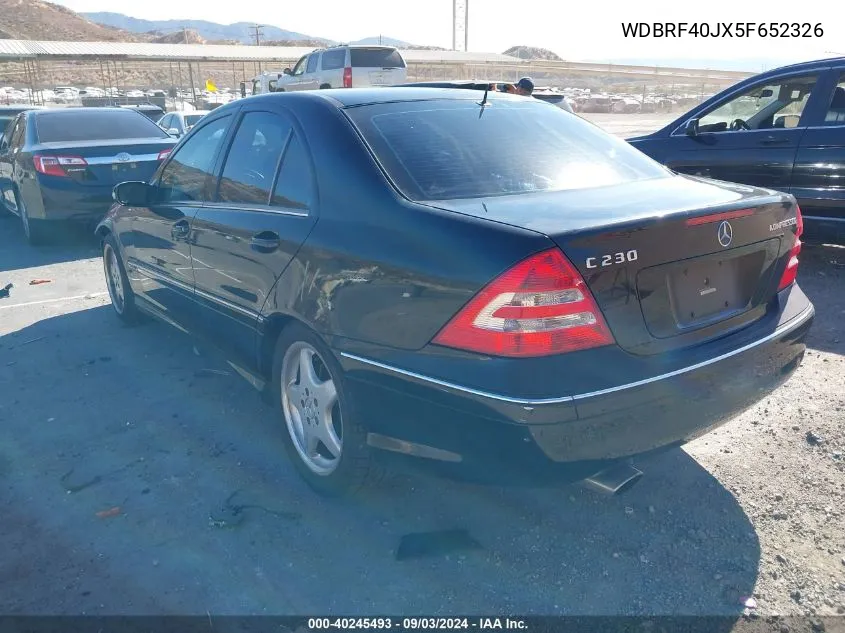 2005 Mercedes-Benz C 230 Kompressor Sport VIN: WDBRF40JX5F652326 Lot: 40245493