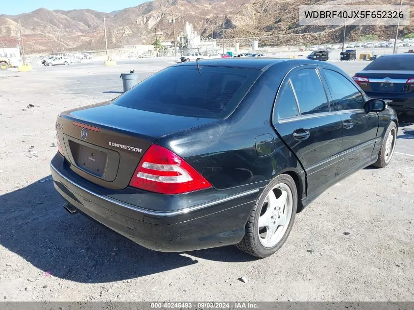 2005 Mercedes-Benz C 230 Kompressor Sport VIN: WDBRF40JX5F652326 Lot: 40245493