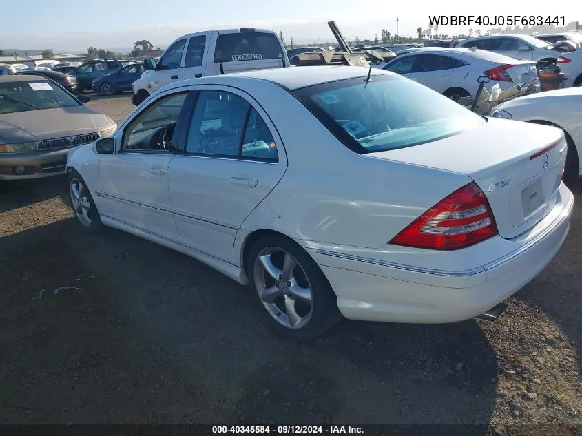 2005 Mercedes-Benz C 230 Kompressor Sport VIN: WDBRF40J05F683441 Lot: 40345584