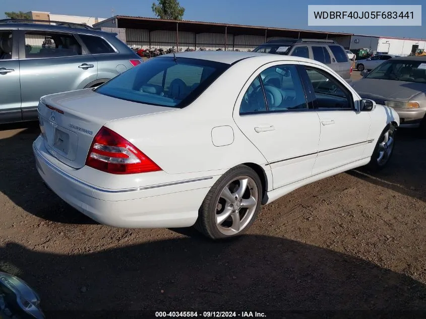 2005 Mercedes-Benz C 230 Kompressor Sport VIN: WDBRF40J05F683441 Lot: 40345584