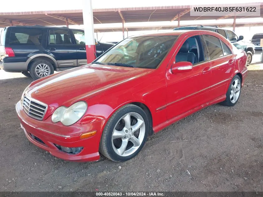 2005 Mercedes-Benz C 230 Kompressor Sport VIN: WDBRF40J85F631622 Lot: 40528043