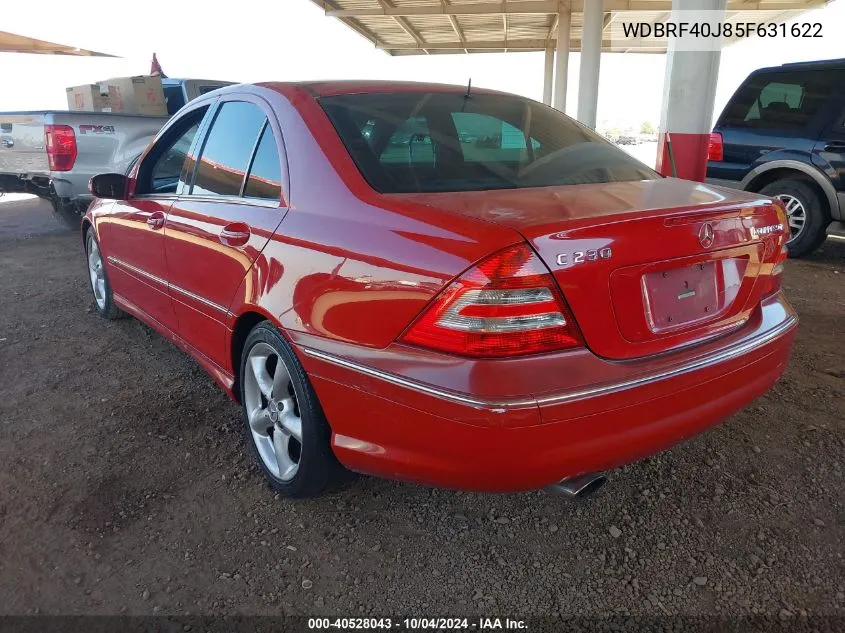 2005 Mercedes-Benz C 230 Kompressor Sport VIN: WDBRF40J85F631622 Lot: 40528043