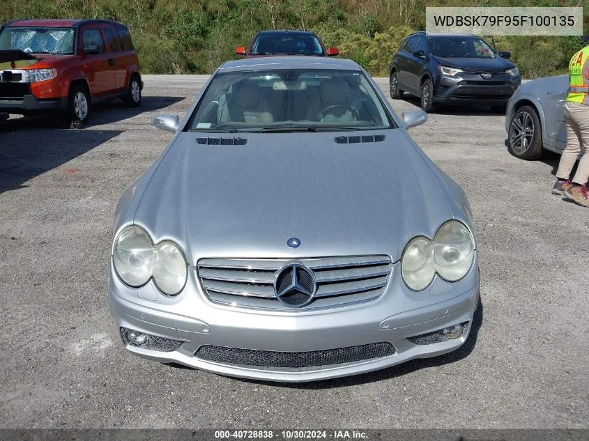 2005 Mercedes-Benz Sl 65 Amg VIN: WDBSK79F95F100135 Lot: 40728838