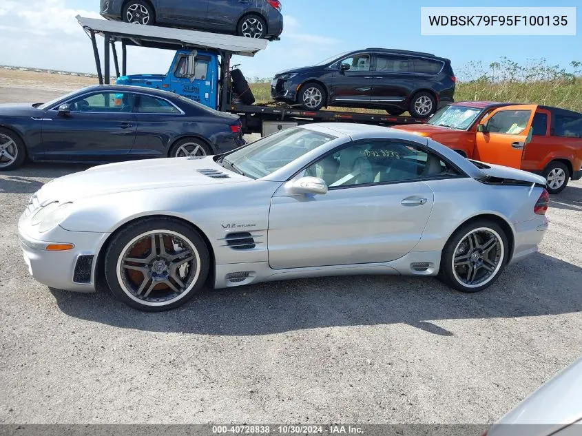 2005 Mercedes-Benz Sl 65 Amg VIN: WDBSK79F95F100135 Lot: 40728838