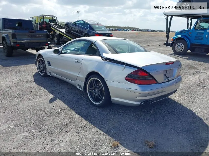 2005 Mercedes-Benz Sl 65 Amg VIN: WDBSK79F95F100135 Lot: 40728838