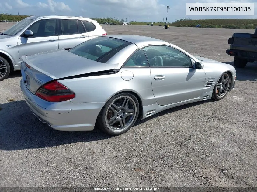 2005 Mercedes-Benz Sl 65 Amg VIN: WDBSK79F95F100135 Lot: 40728838