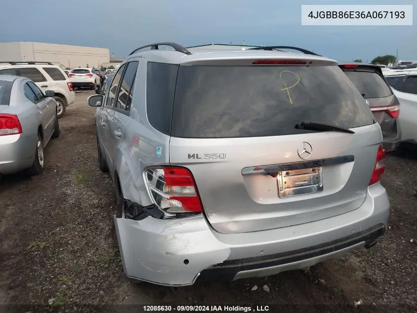 2006 Mercedes-Benz Ml 350 VIN: 4JGBB86E36A067193 Lot: 12085630