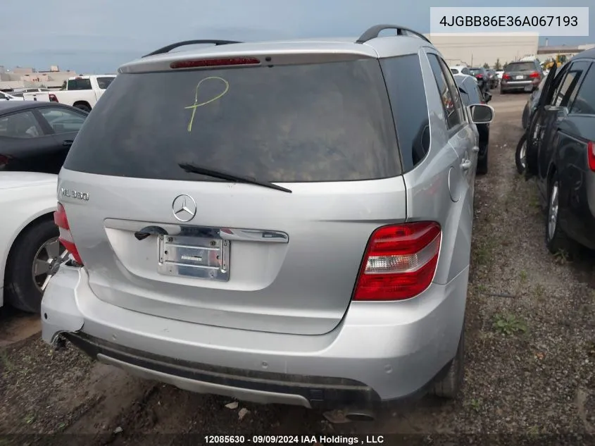 2006 Mercedes-Benz Ml 350 VIN: 4JGBB86E36A067193 Lot: 12085630